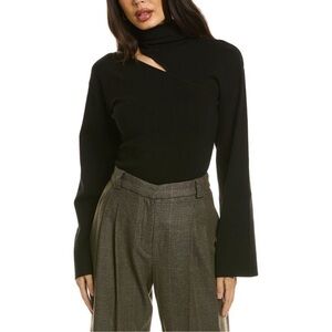 A.L.C. Edith Rib Knit Turtleneck Cut Out Sweater Women's Black Size XS